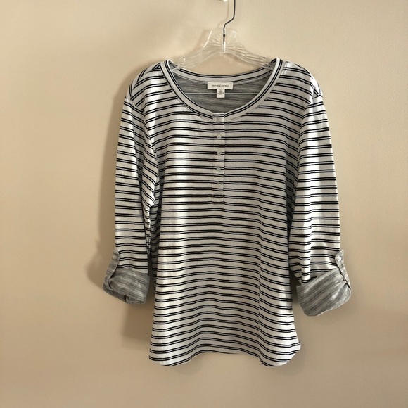 Vintage America Black and Gray Striped Long Sleeve Thermal Raglan Shirt - Picture 4 of 11
